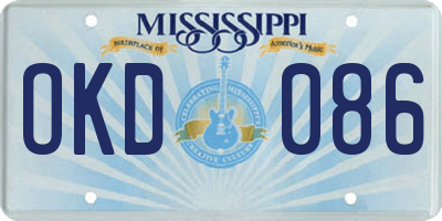 MS license plate OKD086