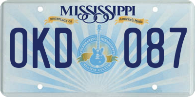 MS license plate OKD087