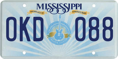 MS license plate OKD088