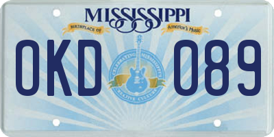 MS license plate OKD089
