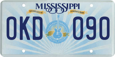 MS license plate OKD090