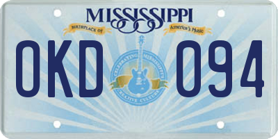 MS license plate OKD094