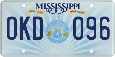MS license plate OKD096