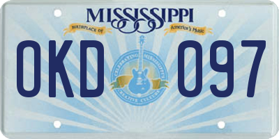 MS license plate OKD097