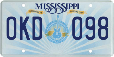 MS license plate OKD098