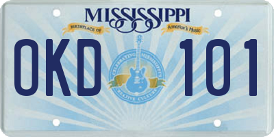 MS license plate OKD101