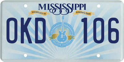 MS license plate OKD106