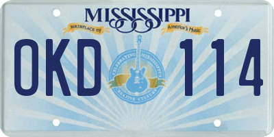 MS license plate OKD114