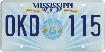 MS license plate OKD115