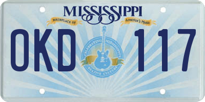 MS license plate OKD117