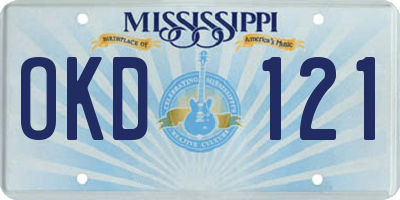MS license plate OKD121