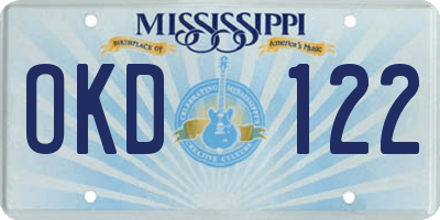 MS license plate OKD122