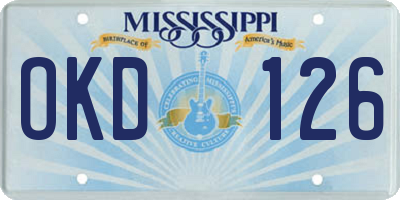 MS license plate OKD126