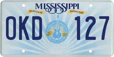 MS license plate OKD127