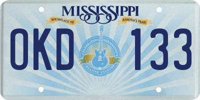 MS license plate OKD133