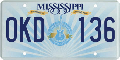 MS license plate OKD136