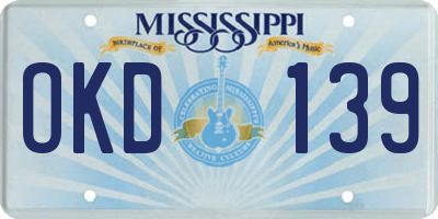 MS license plate OKD139