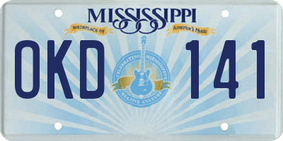 MS license plate OKD141