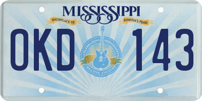 MS license plate OKD143