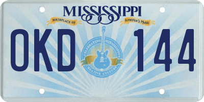 MS license plate OKD144