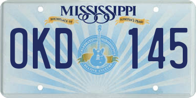 MS license plate OKD145