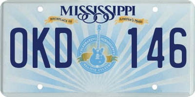 MS license plate OKD146