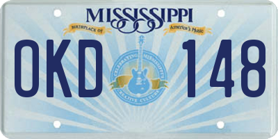 MS license plate OKD148