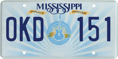 MS license plate OKD151