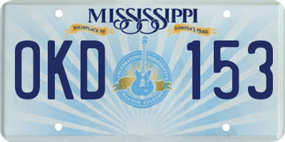 MS license plate OKD153