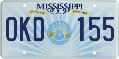 MS license plate OKD155