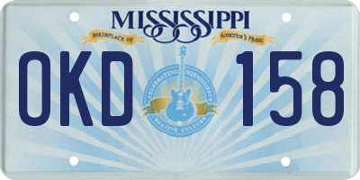 MS license plate OKD158