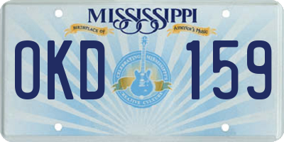 MS license plate OKD159