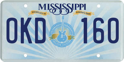 MS license plate OKD160