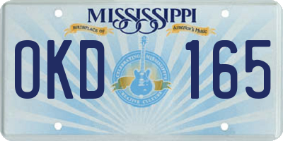 MS license plate OKD165
