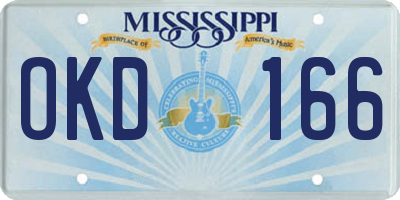 MS license plate OKD166