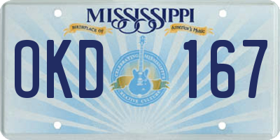 MS license plate OKD167
