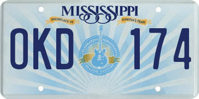 MS license plate OKD174