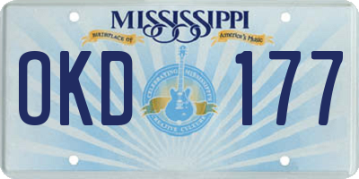 MS license plate OKD177