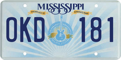 MS license plate OKD181