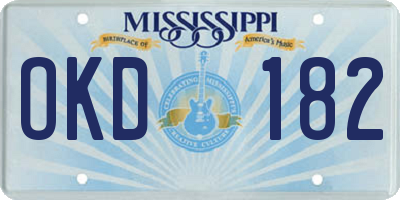 MS license plate OKD182