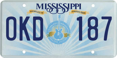 MS license plate OKD187