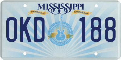 MS license plate OKD188