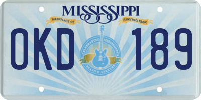 MS license plate OKD189