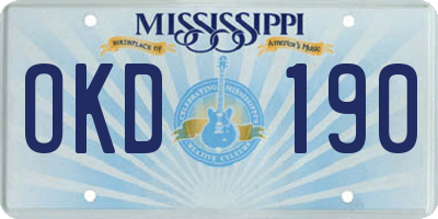 MS license plate OKD190