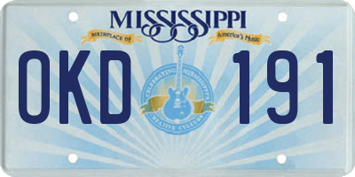 MS license plate OKD191