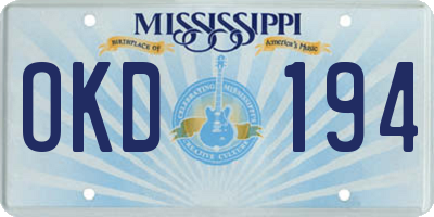 MS license plate OKD194