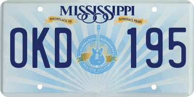 MS license plate OKD195