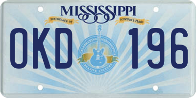 MS license plate OKD196