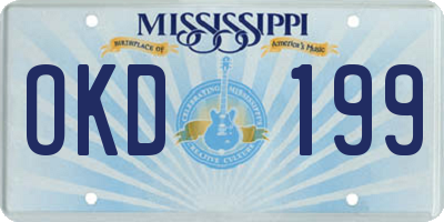 MS license plate OKD199