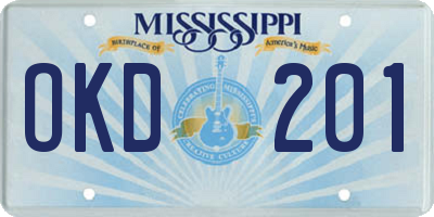 MS license plate OKD201